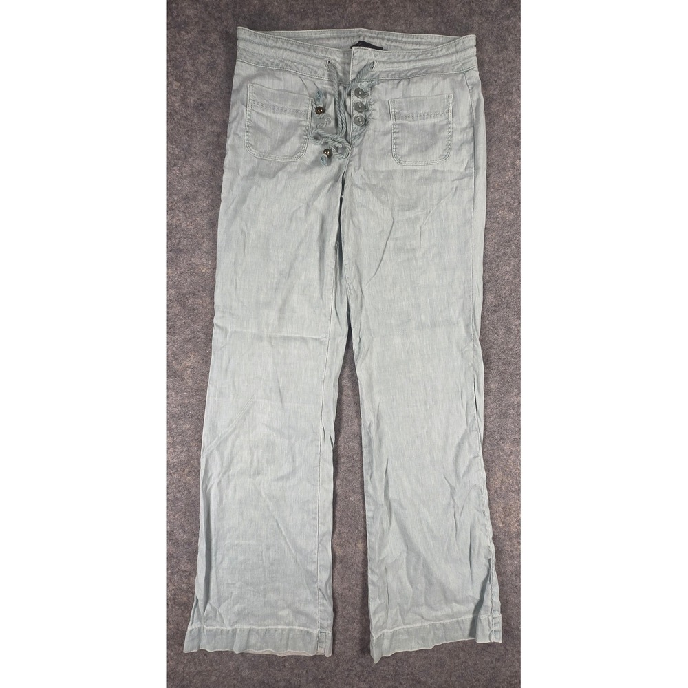 Level 99 Mint Green Linen Blend Wide Leg Pants Size 25 Sage